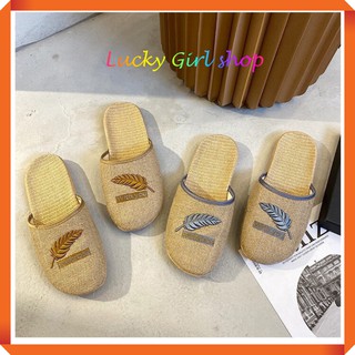 [MỚI] Dép Cói Nam Nữ Thêu Chiếc Lá Đẹp Độc Lạ, Mẫu Bít Đầu Và Mẫu Quai Ngang Đế 2 Phân - Lucky Girl shop NHA TRANG