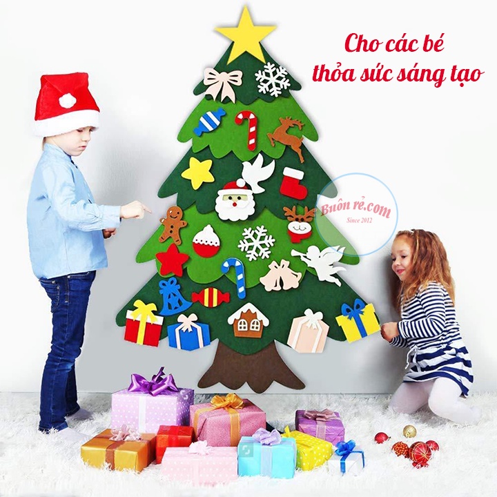 Cây thông noel dán treo tường 2 lớp hot trend năm 2021 – Miếng dán vải nỉ, decal trang trí giáng sinh – 01122
