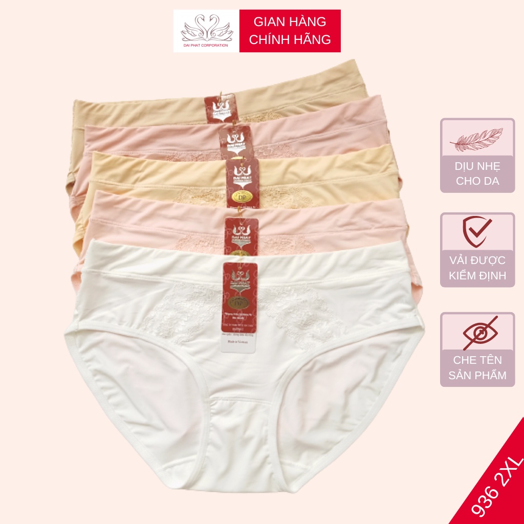 Quần lót nữ thun lạnh trơn, quần lót cao cấp phối ren họa tiết 2 bên Đại Phát siêu kháng khuẩn 45-65kg
