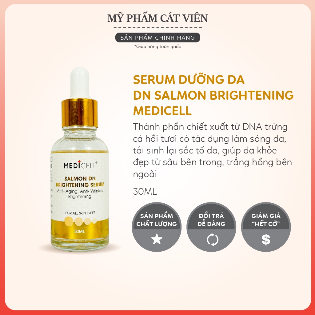 Serum cá hồi kiềm dầu, giảm mụn, trắng da, se khít lỗ chân lông, hết thâm mụn Salmon DN Brightening Medicell