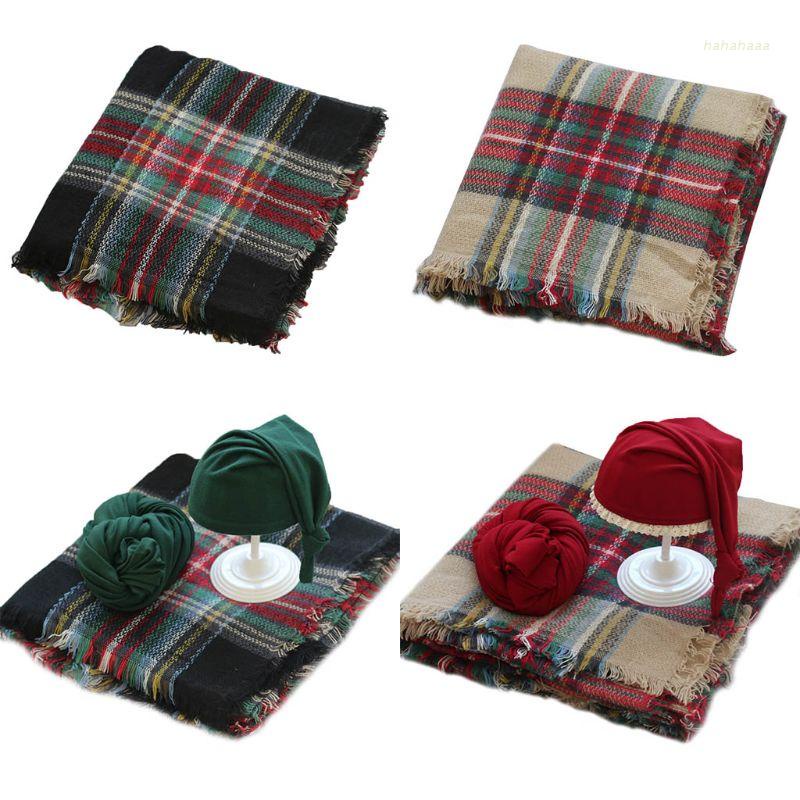 Set 3 món chăn quấn và nón chụp ảnh cho bé sơ sinh