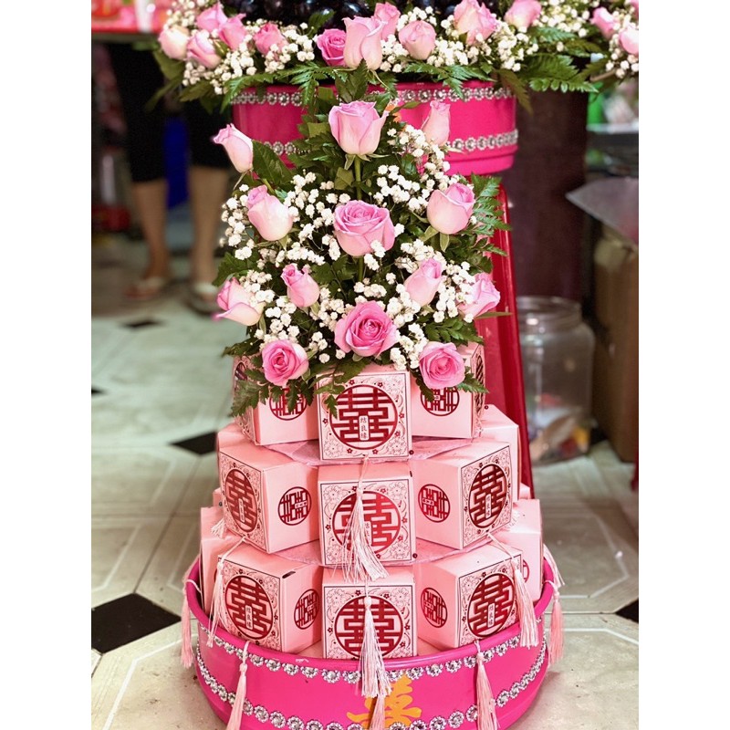 Combo 20-30-50c Hộp quà cưới Màu Hồng đựng bánh, kẹo, socola màu size 7,5cm