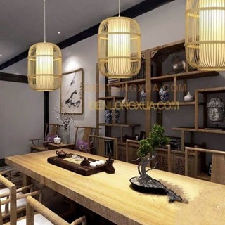 Chao đèn mây tre dáng lồng chim