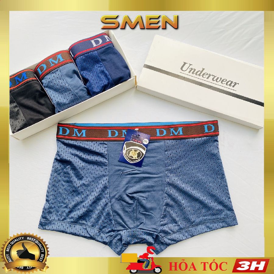 Quần Sịp đùi nam thông hơi DM cotton co giãn 4 chiều, quần lót nam boxer thun lạnh mặc thông thoáng thoải mái vận động