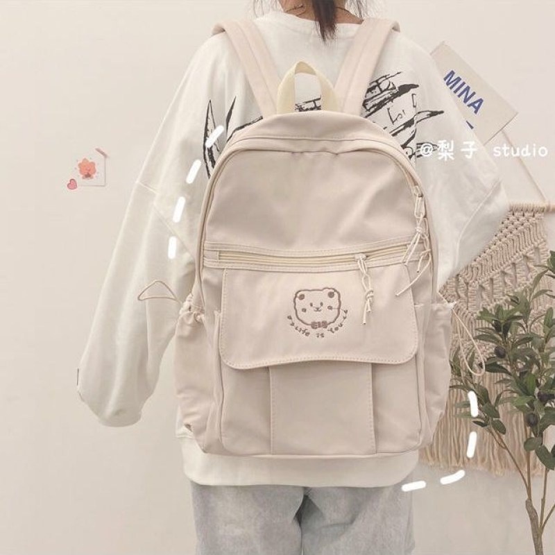 Ba Lô Vải Canvas Mềm Phong Cách Hàn Quốc Dễ Thương Cho Nữ
