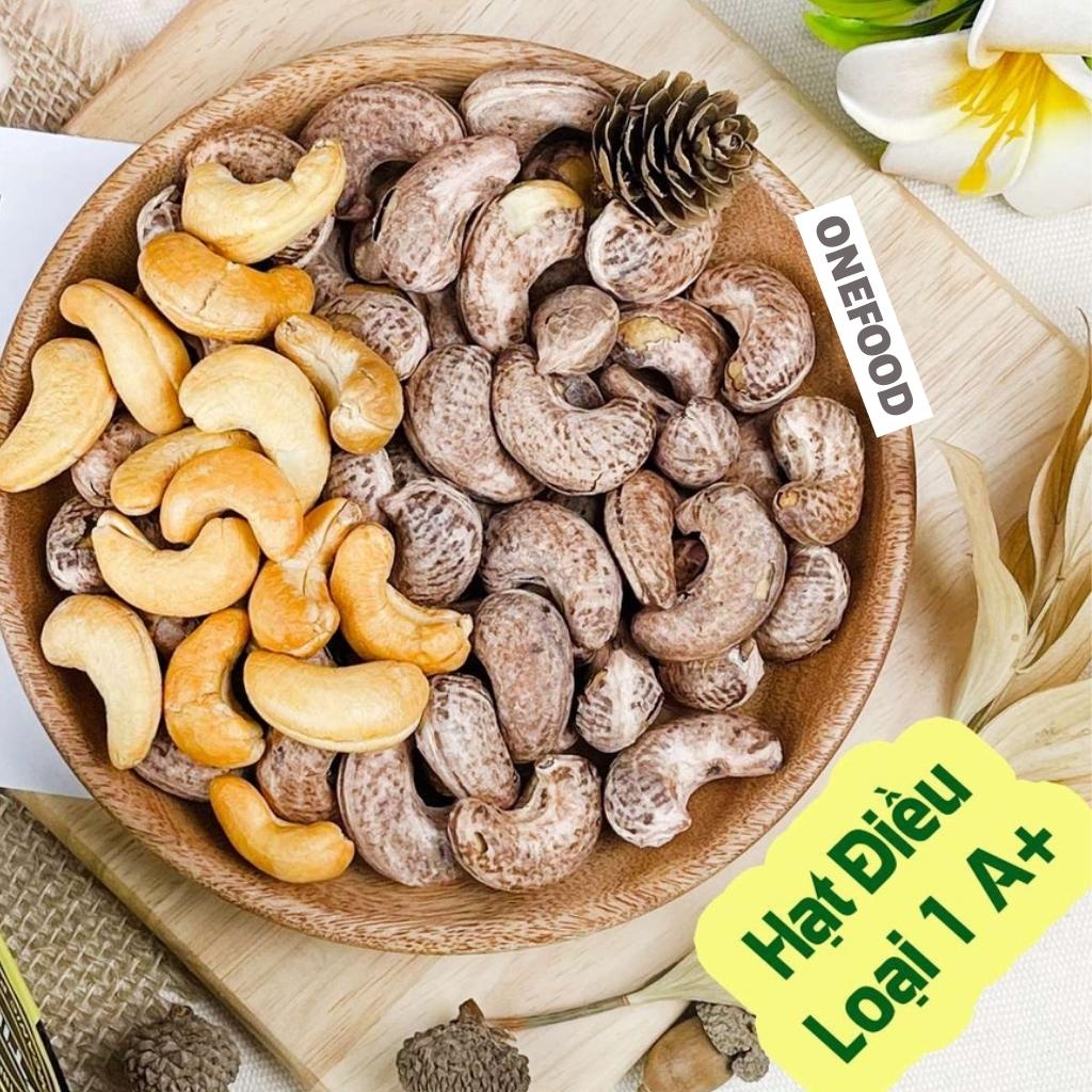Hạt Điều Rang Muối Nguyên Vỏ Lụa Bình Dương Nguyên Hạt Onefood688, Điều Bình Phước Loại 1 A+ Nguyên Hạt Vỏ Lụa
