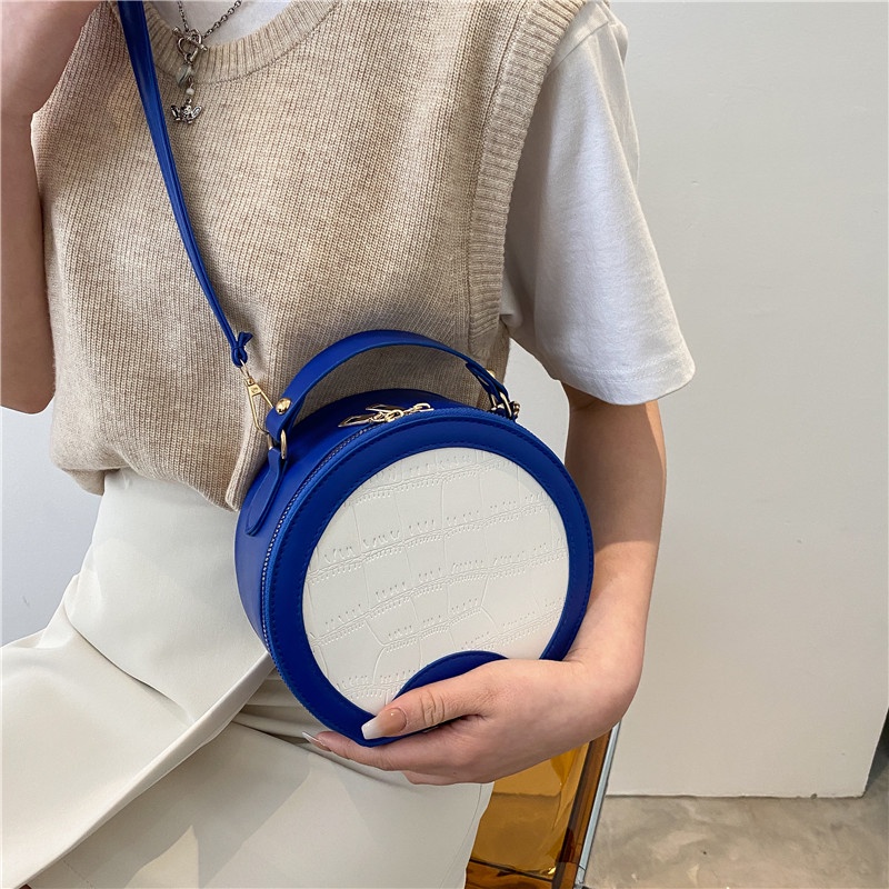 Túi đeo chéo IELGY hình tròn khóa kéo tùy chọn màu sắc đơn giản cho nữ