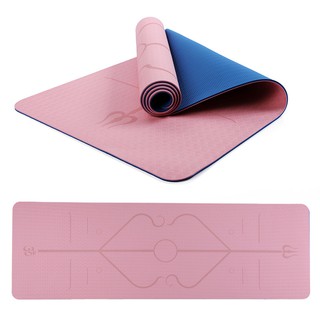 Thảm Tập Yoga Định Tuyến 6mm 2 lớp TPE ( kèm túi lưới + dây )