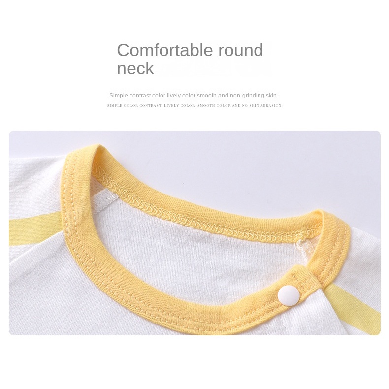 Bộ Áo Liền Quần Cotton Tay Ngắn Phồng Phong Cách Thể Thao Dành Cho Bé 0-24 Tháng Tuổi
