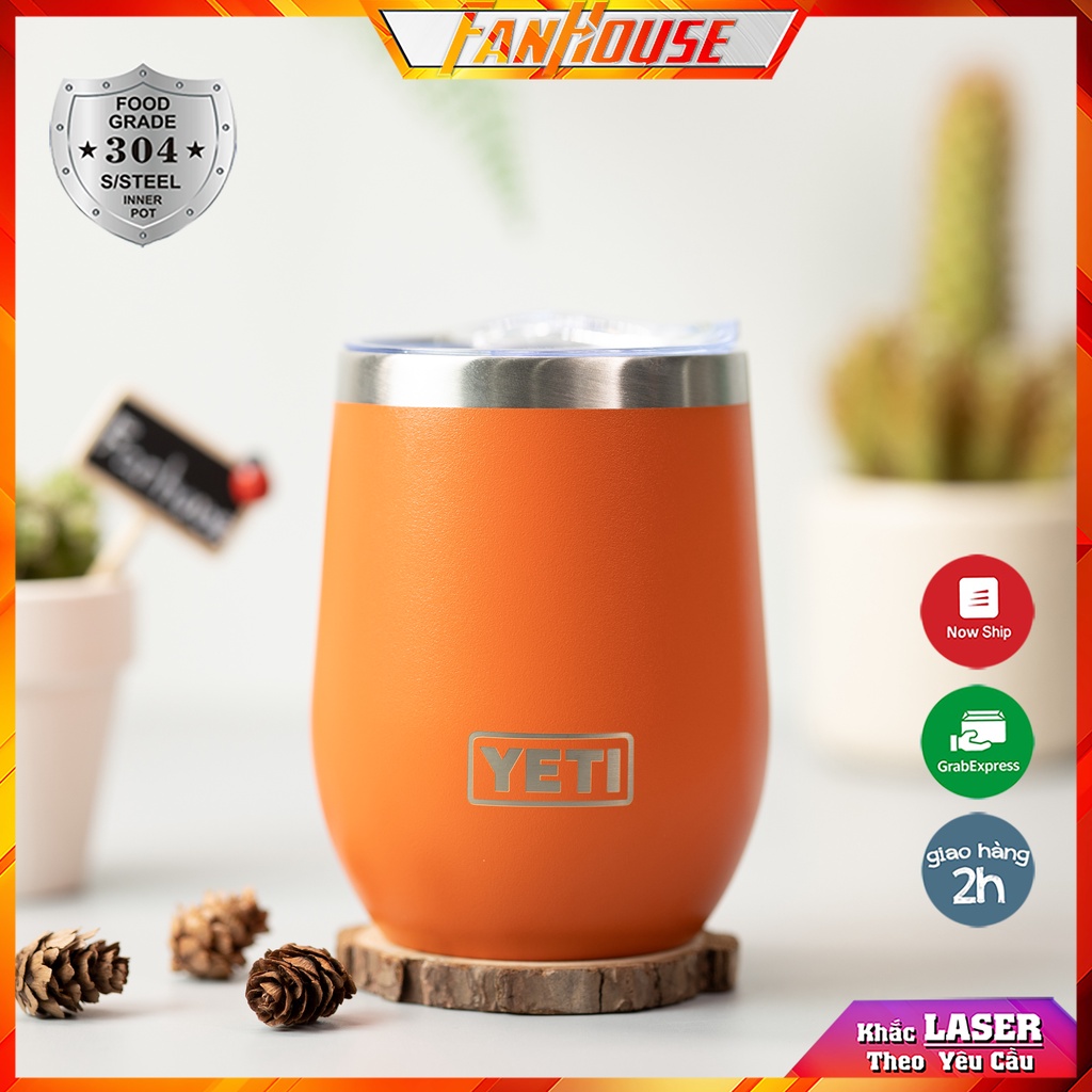 Cốc giữ nhiệt Egg Yeti inox 304 cao cấp, cốc trứng để bàn 5 màu Fan House tặng ống hút, khắc tên theo yêu cầu