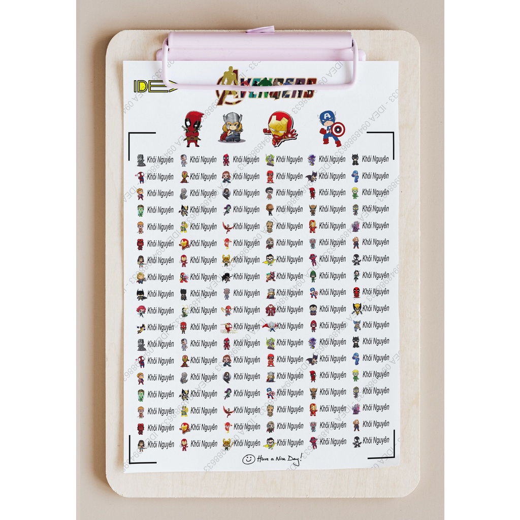 108 STICKER DÁN ĐỒ DÙNG HỌC TẬP TÊN BÉ (IN THEO YÊU CẦU)