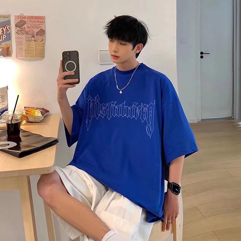 Áo Thun Tay Ngắn Dáng Rộng In Hình Đơn Giản Thời Trang Âu Mỹ Cho Nam Và Nữ