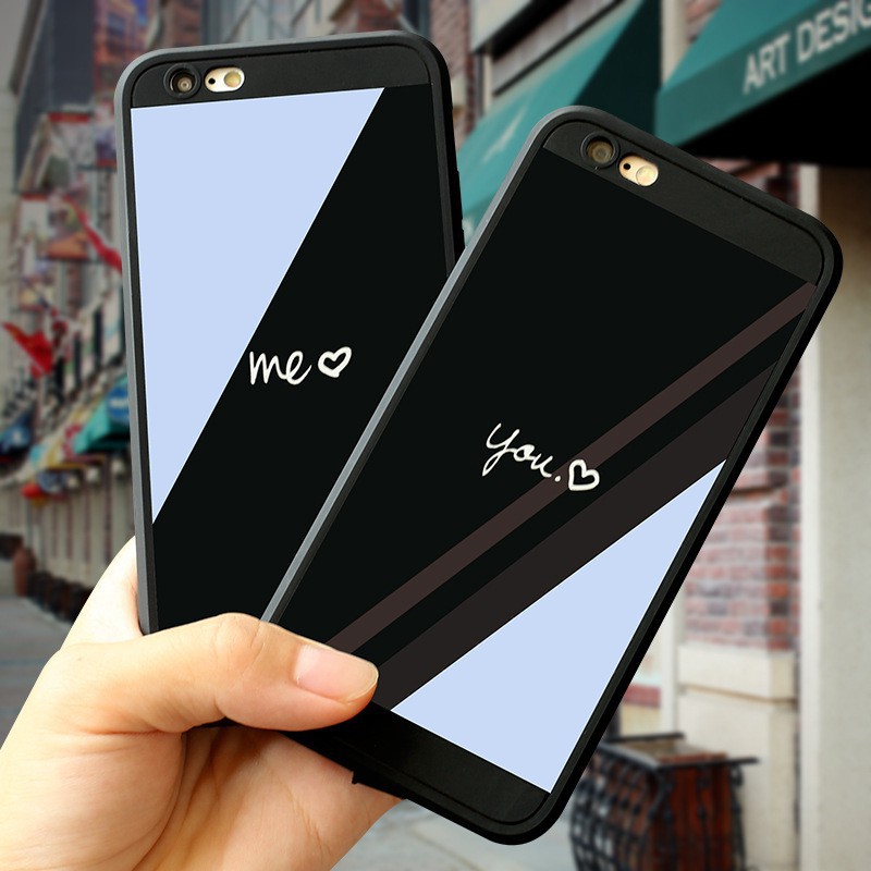 Ốp lưng điện thoại nhựa mềm mặt kính iPhone6 6s 6/6s Plus 7 8 7/8 Plus màu đen | BigBuy360 - bigbuy360.vn