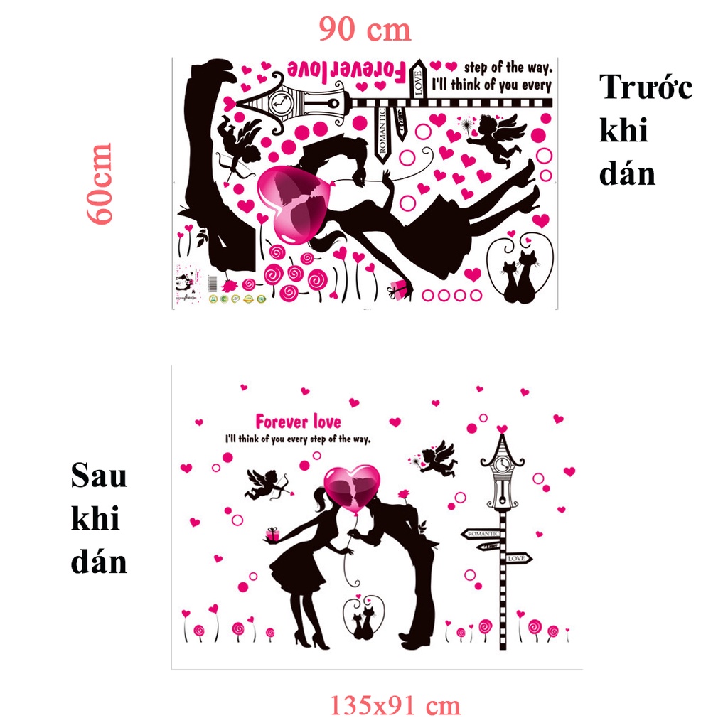 Decan dán tường, decan trang trí phòng ngủ, phòng cưới đẹp XL8213