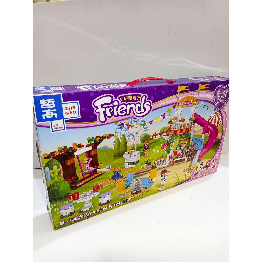 Đồ chơi lego friend xếp hình con gái cầu trượt khu vui chơi giải trí  friends heartlake QL-1125