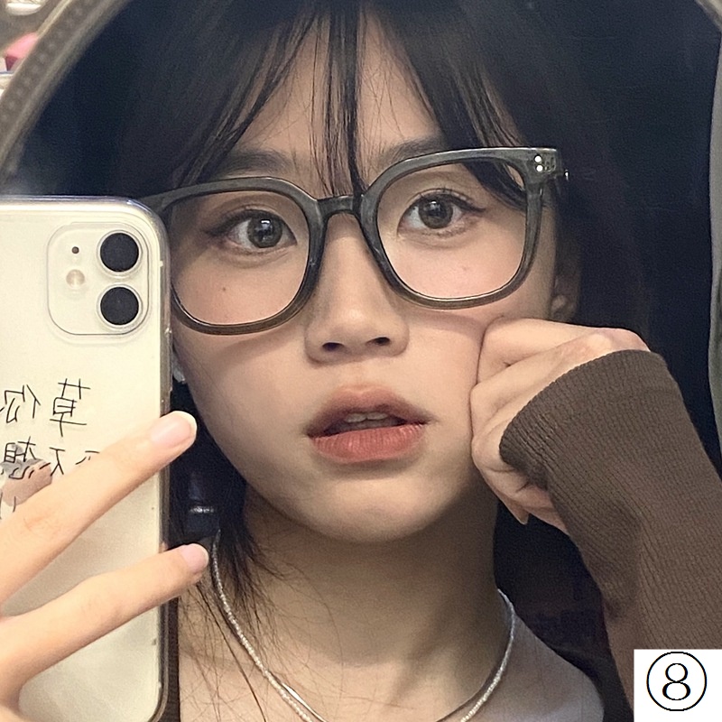 Xiaohongshu Gọng Kính Vuông Màu Xanh Lá Ô Liu Chống Ánh Sáng Xanh Lam Phong Cách Hàn Quốc