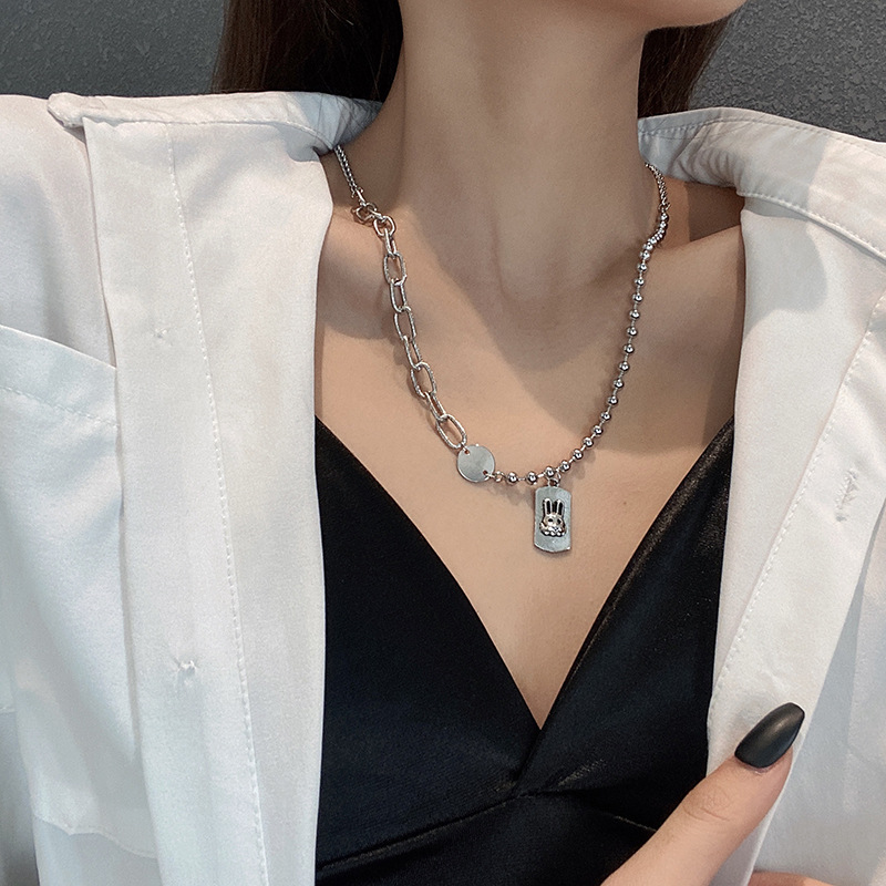 Dây chuyền thép titan phối mặt hình thỏ xinh xắn độc đáo thời trang 22838