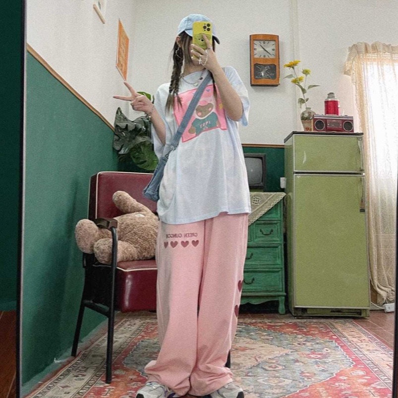 Quần Thể Thao Nữ Ống Rộng Phong Cách Thời Trang Hàn Quốc