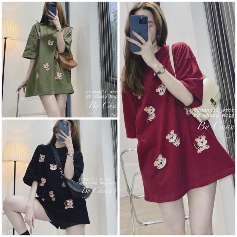 Áo Thun Form Thụng Tay Lỡ Unisex-Phông Cổ Tròn Ulzzang In Hình Hổ Hottrend 2022