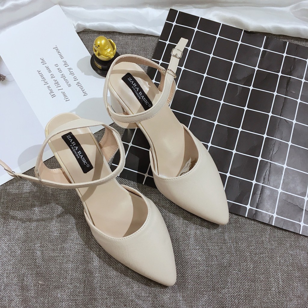[KÈM ẢNH THẬT] GIÀY SANDAL BỊT MŨI CÔNG SỞ GÓT VUÔNG BỌC VÀNG CAO 7P DA LÌ XỊN XÒ HÀNG VNXK BAO BỀN