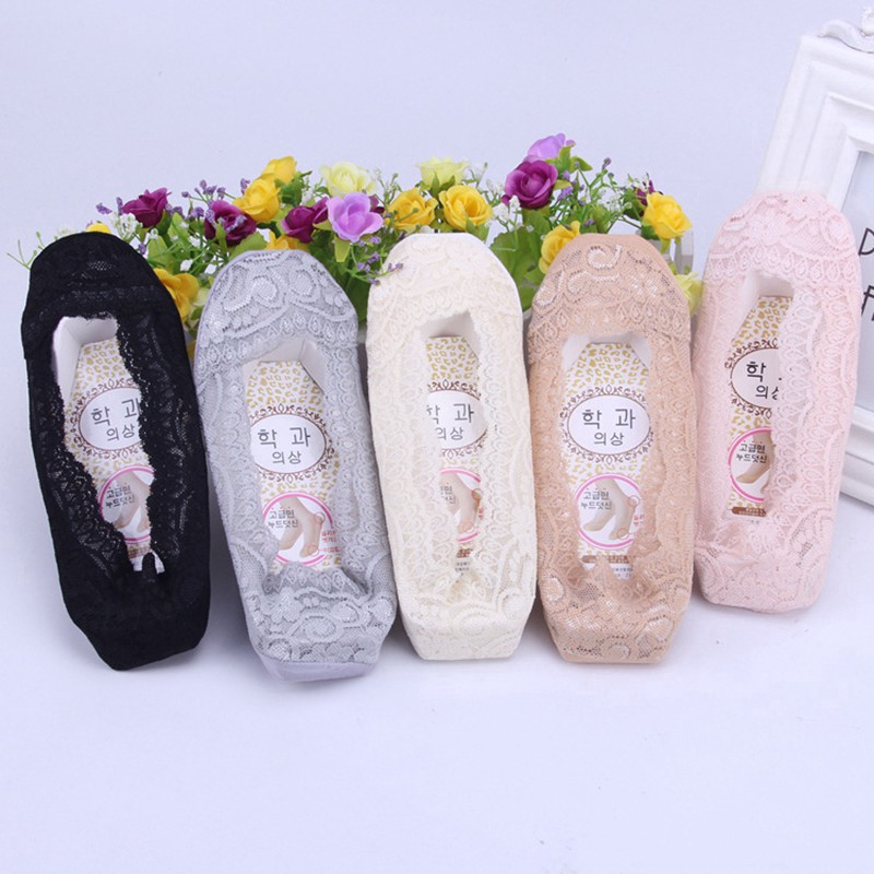 Tất ren cotton chống trượt cho nữ