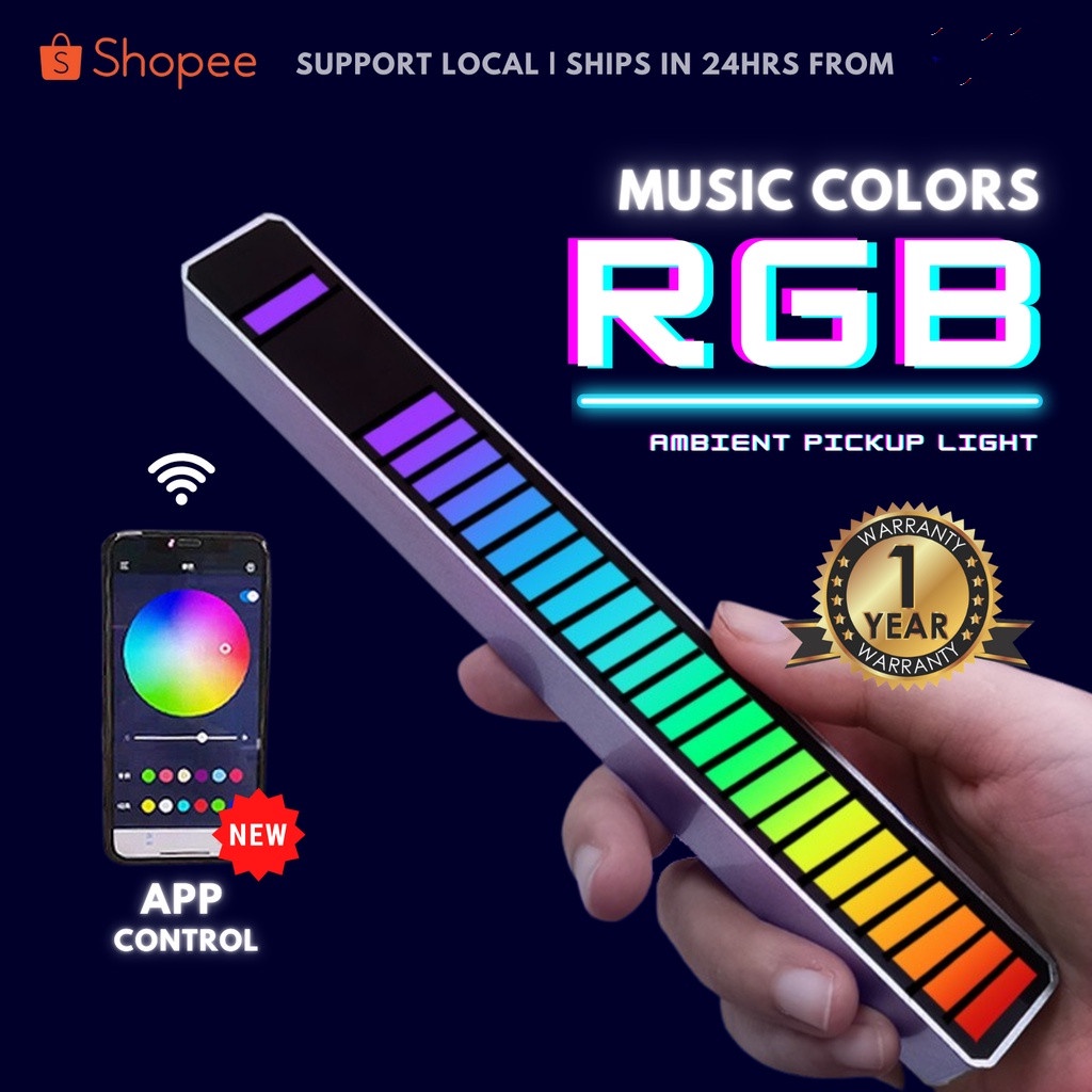Thanh đèn LED phát sáng theo nhịp đèn điều khiển RGB cho loa gia đình ô tô máy tính để bàn