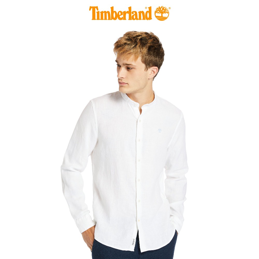 Áo Sơ Mi Nam Dài Tay Linen Korean Màu Trắng/ Xanh Đậm Timberland TB0A24MP