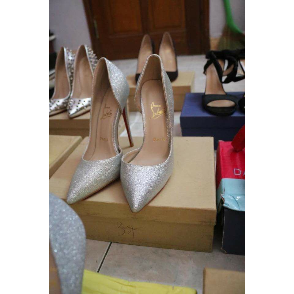 giày cao gót louboutin kim tuyến sz 37 new fullbox