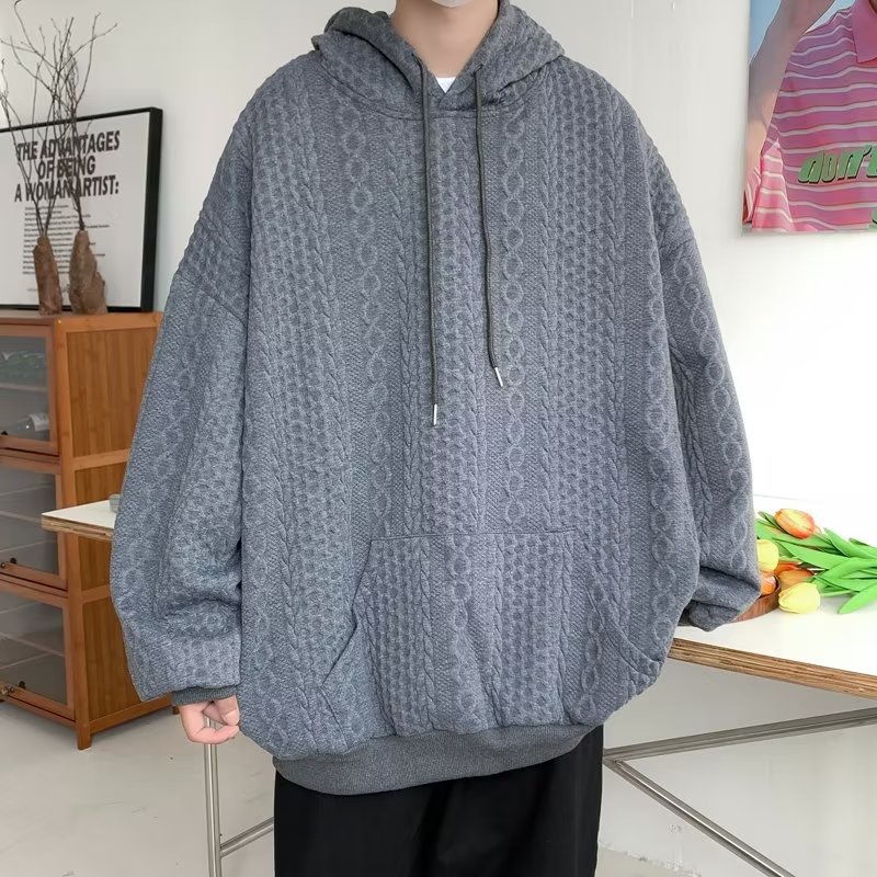 Áo Hoodie Màu Trơn Dáng Rộng Thời Trang Vintage Đơn Giản Cho Nam Nữ