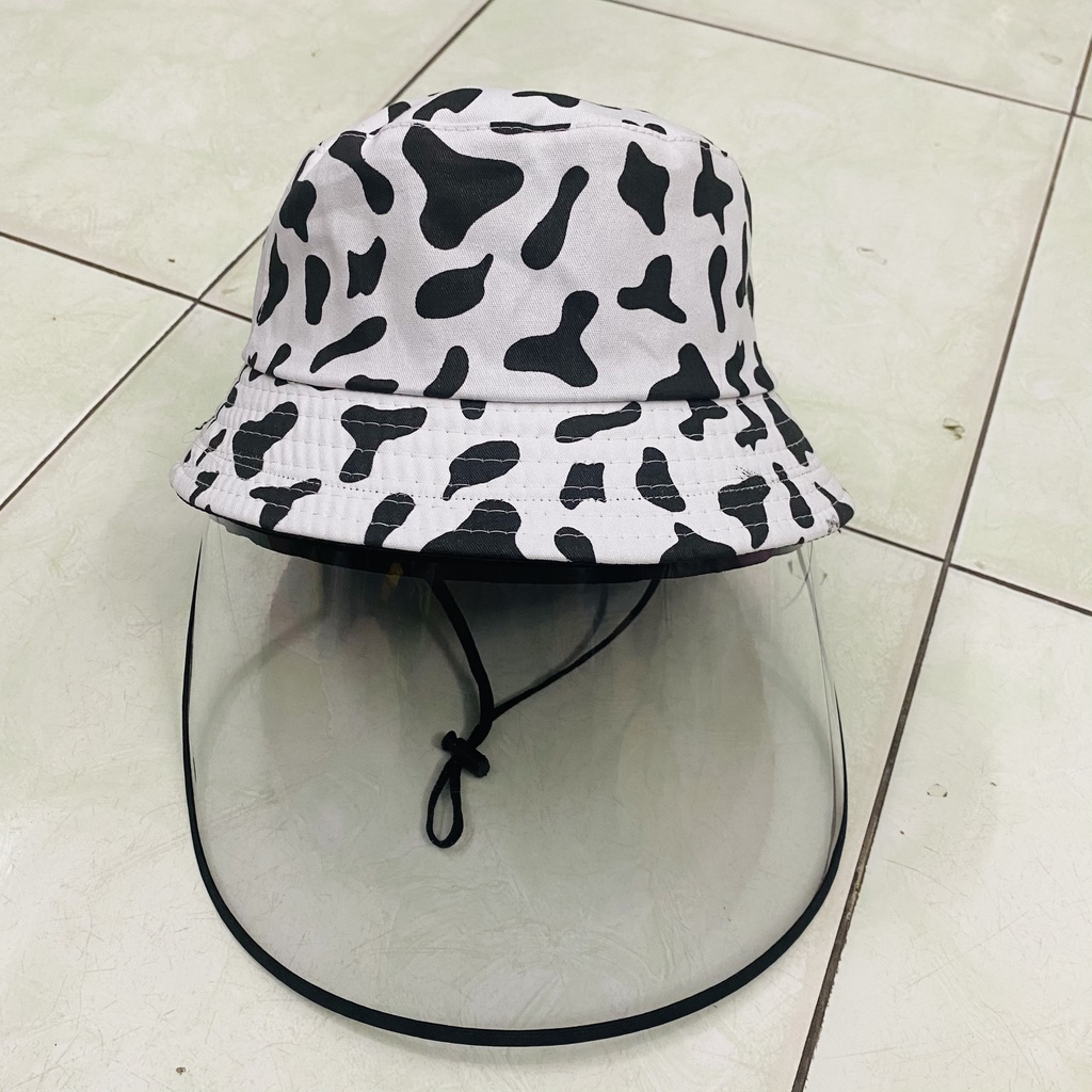 Mũ Bucket Cho Bé Từ 6-7 Tuổi Kèm Kính Chống Dịch Họa Tiết Bò Sữa - Vằn Ngựa