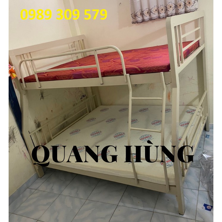 GIƯỜNG TẦNG SẮT HỘP VUÔNG 4X8 MÀU KEM HCM