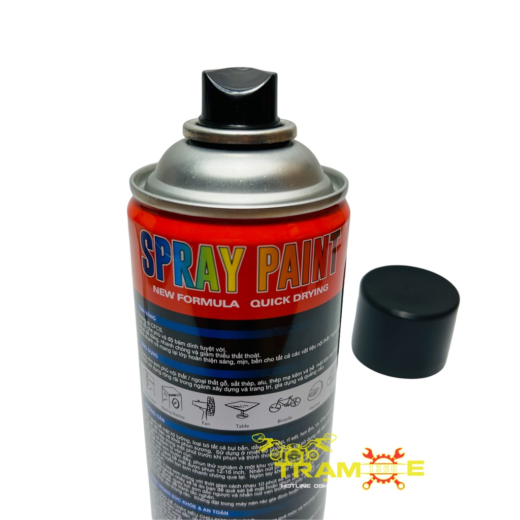 (Tặng kèm giấy nhám) Sơn xịt chịu nhiệt chống cháy Noto Paint Nhật Bản màu đen mờ 400ml chuyên sơn pô xe