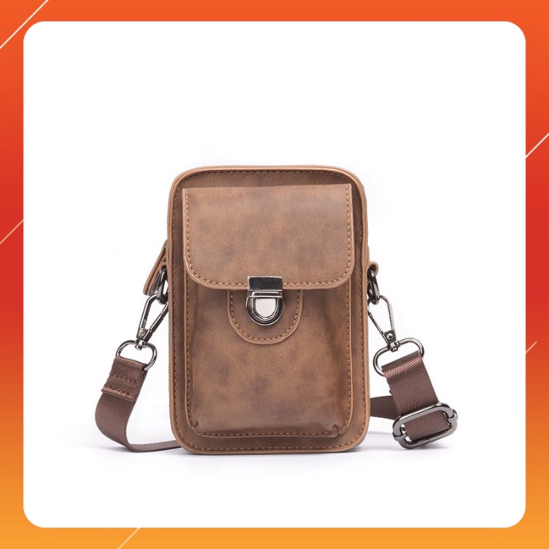 Túi Da Đeo Chéo Mini Kiểu Dáng Nhỏ Gọn Cho Nam Nữ, Chất Liệu Da PU Cao Cấp, Ngăn Đựng Điện Thoại tiện lợi