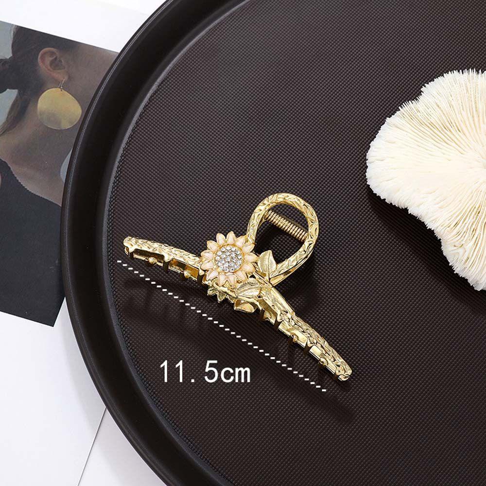 VANES1 Kẹp Tóc Kim Loại Hình Hoa Hướng Dương Đính Đá Phong Cách Hàn Quốc