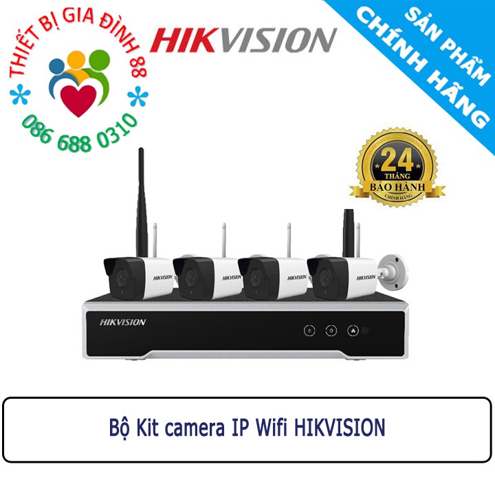 Bộ Kit camera wifi HIKVISION NK42W0H gồm 4 Camera IP Wifi 2MP và 1 đầu ghi Wifi - Hàng chính hãng BH 24th