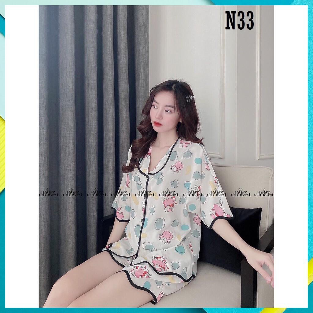 Set bộ Pijama cánh dơi sóng - quần đùi chất lụa thái mềm mát, không nhăn N33 - 1997Closet đồ bận đi 
