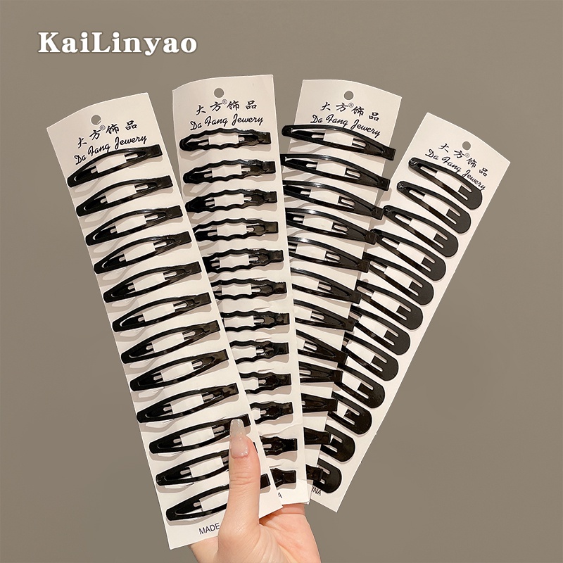 Set 12 Kẹp Tóc Màu Đen Đơn Giản Phong Cách Hàn Quốc Cho Nữ