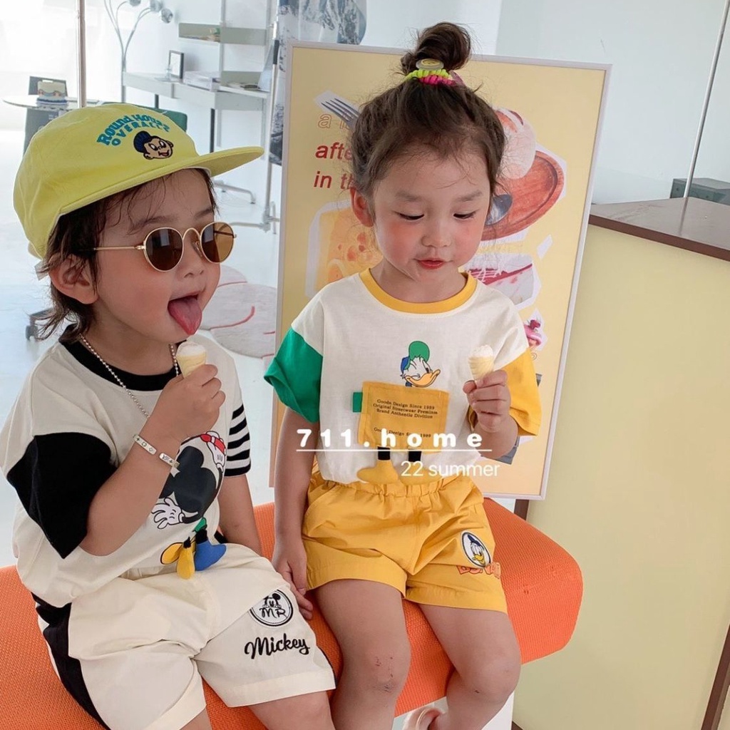 Áo Thun Ngắn Tay Họa Tiết Hoạt Hình Thời Trang Mùa Hè Hàn Quốc Cho Trẻ Em