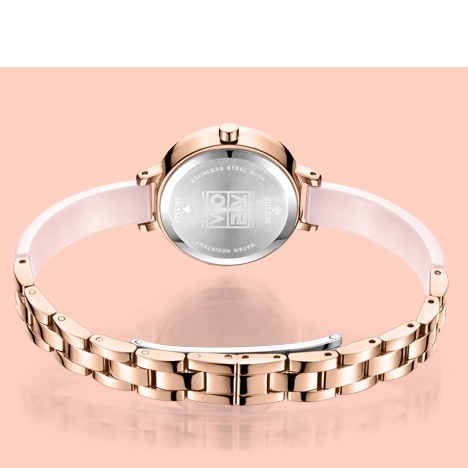 Julius Đồng Hồ Đeo Tay ja-1348 Chống Thấm Nước Dây Đeo Sứ Màu Trắng Thời Trang Mùa Hè Cho Nữ