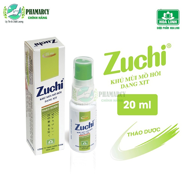 Xịt khử mùi hôi cơ thể thảo dược chè xanh chanh Zuchi 20ml