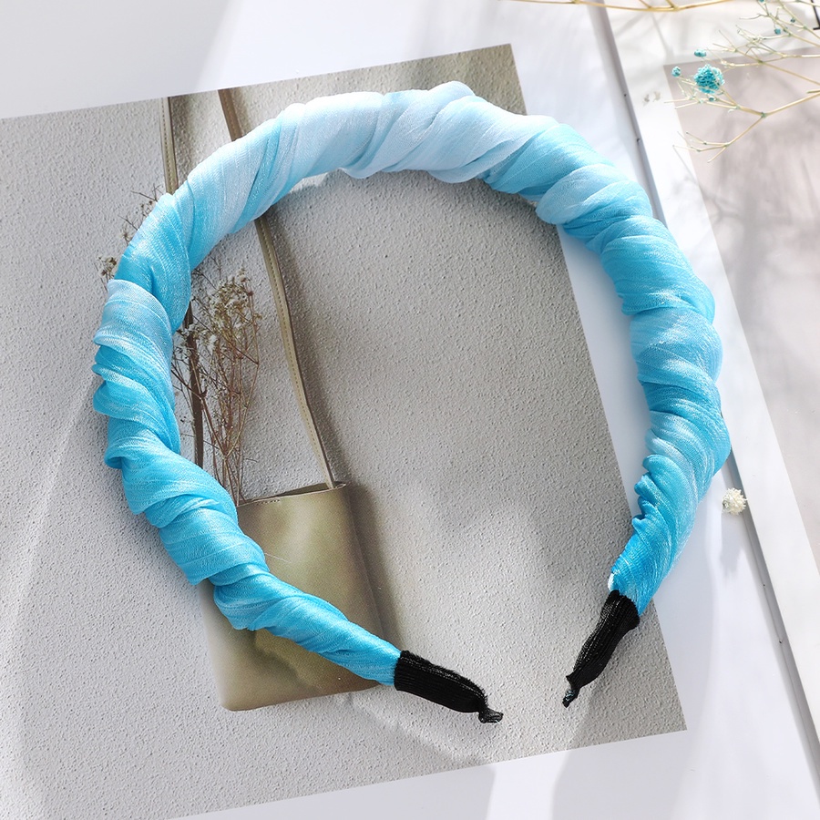 Băng đô lụa xếp ly bản rộng màu sáng thời trang Hàn Quốc