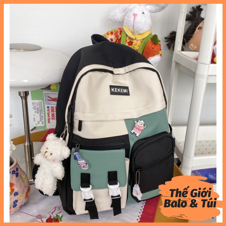 Balo cặp ulzzang basic nữ thời trang đi học đi chơi du lịch giá rẻ đựng vừa laptop canvas PHỐI MÀU| thegioibalo