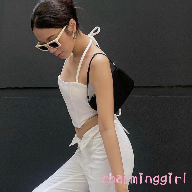 Áo Croptop Sát Nách Màu Trơn Dáng Ôm Hở Lưng Thiết Kế Quyến Rũ Cho Nữ