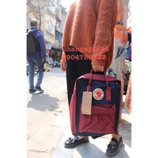 Balo Kanken đỏ mận mặt tím than