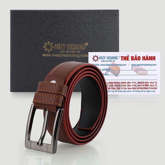 Dây nịt nam Huy Hoàng 3,5P may viền màu bò, đen, nâu HP4004-05-06