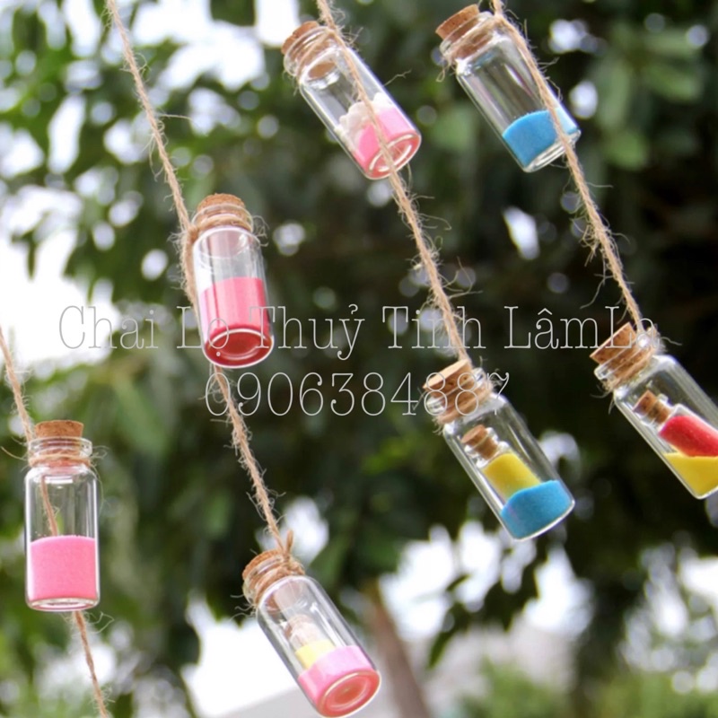 Chai Thuỷ Tinh Trang Trí Nắp Gỗ Ép 5ml - 10ml