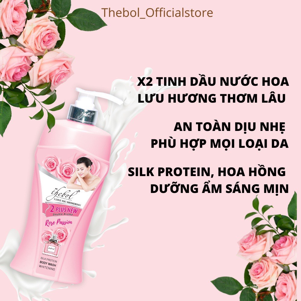 Sữa tắm dưỡng thể nữ Thebol tinh chất hoa hồng nước hoa sữa dê