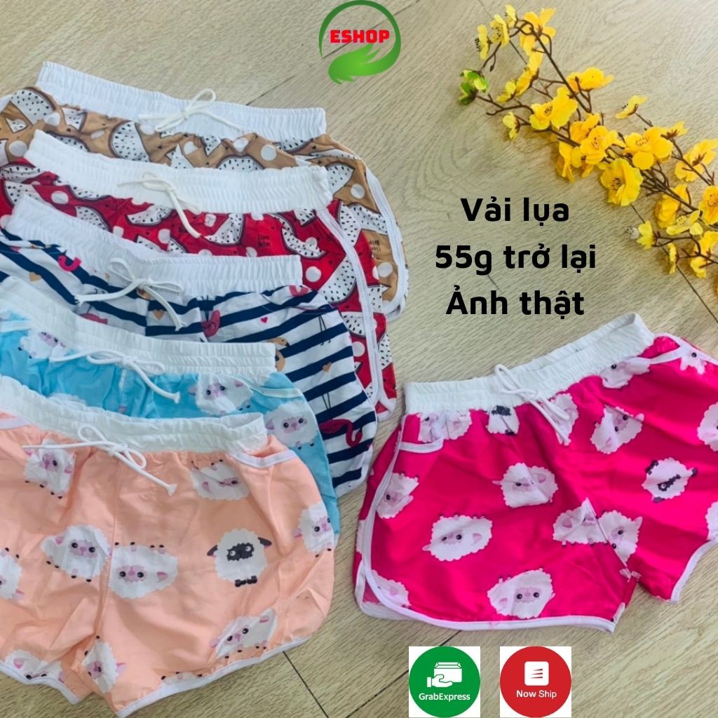 Quần đùi nữ lụa mịn, quần shorts mặc nhà, đi chơi, đi bơi 58kg đổ lại mặc vừa QD01