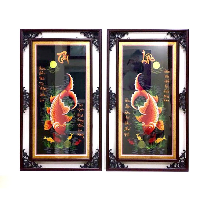 ( Tranh thêu sẵn)- Tranh thêu Đôi Cá Tài Lộc | BigBuy360 - bigbuy360.vn