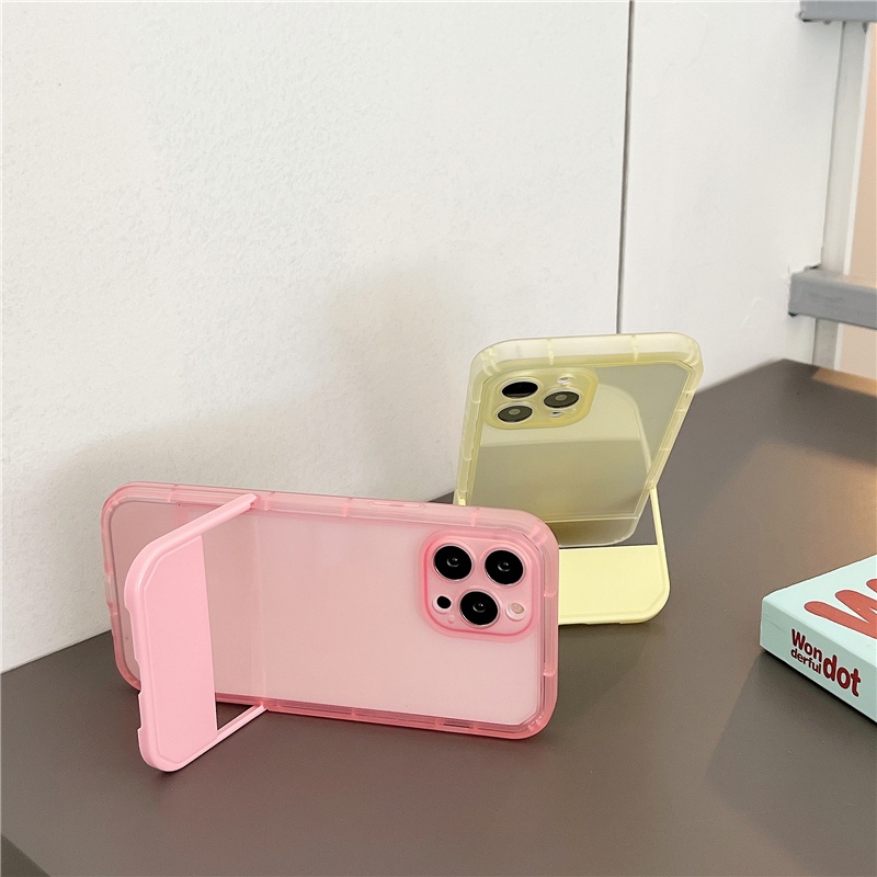 Ốp Điện Thoại Mềm Trong Suốt Kèm Giá Đỡ Vô Hình Cho iPhone 11 12 13 Pro Max